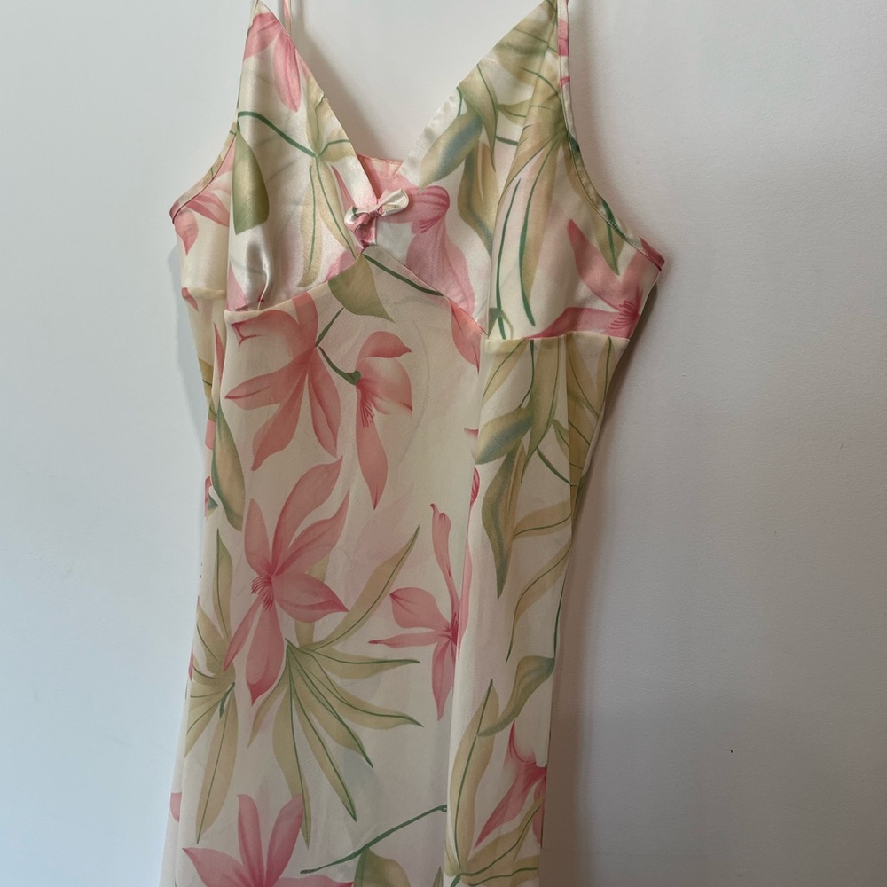 Floral Maxi Women's Slip Dress Coquette Spring Bow Nightgown